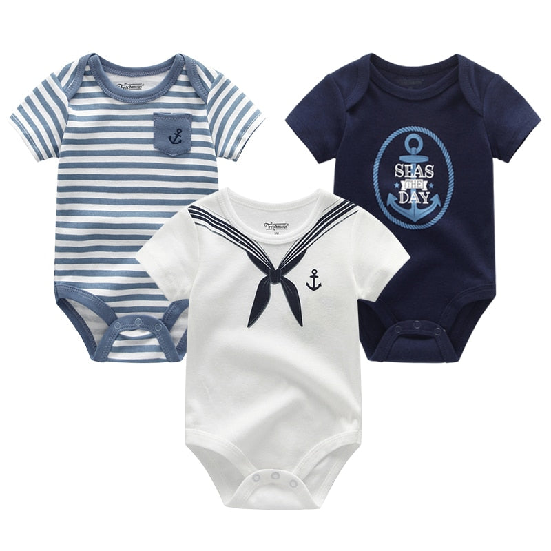 Baby Boy Jumpsuits 3 Pieces Newborn 100%Cotton Soft Infant Rompers 0-12M