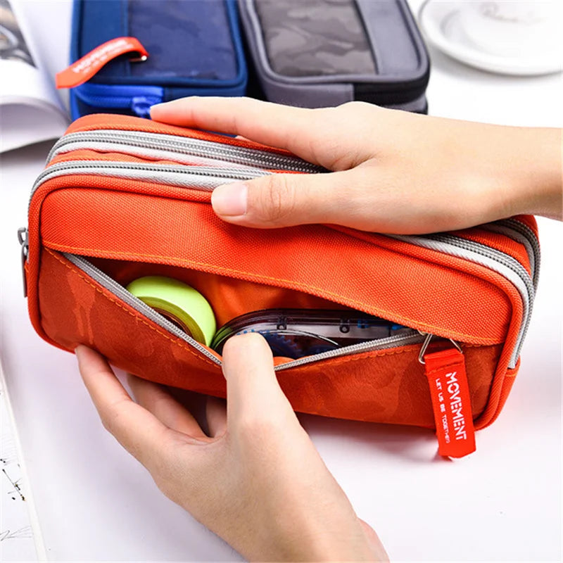 Double zipper camouflage canvas pencil case