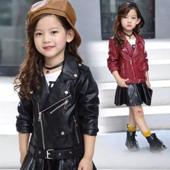 Autumn Winter Baby Girls Leather Jacket