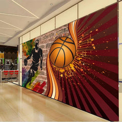 3D Basketball Brick Mural Wallpaper