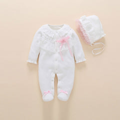 Newborn Baby Girl Cotton Jumpsuit 0-3 Months Infant With Socks Headband