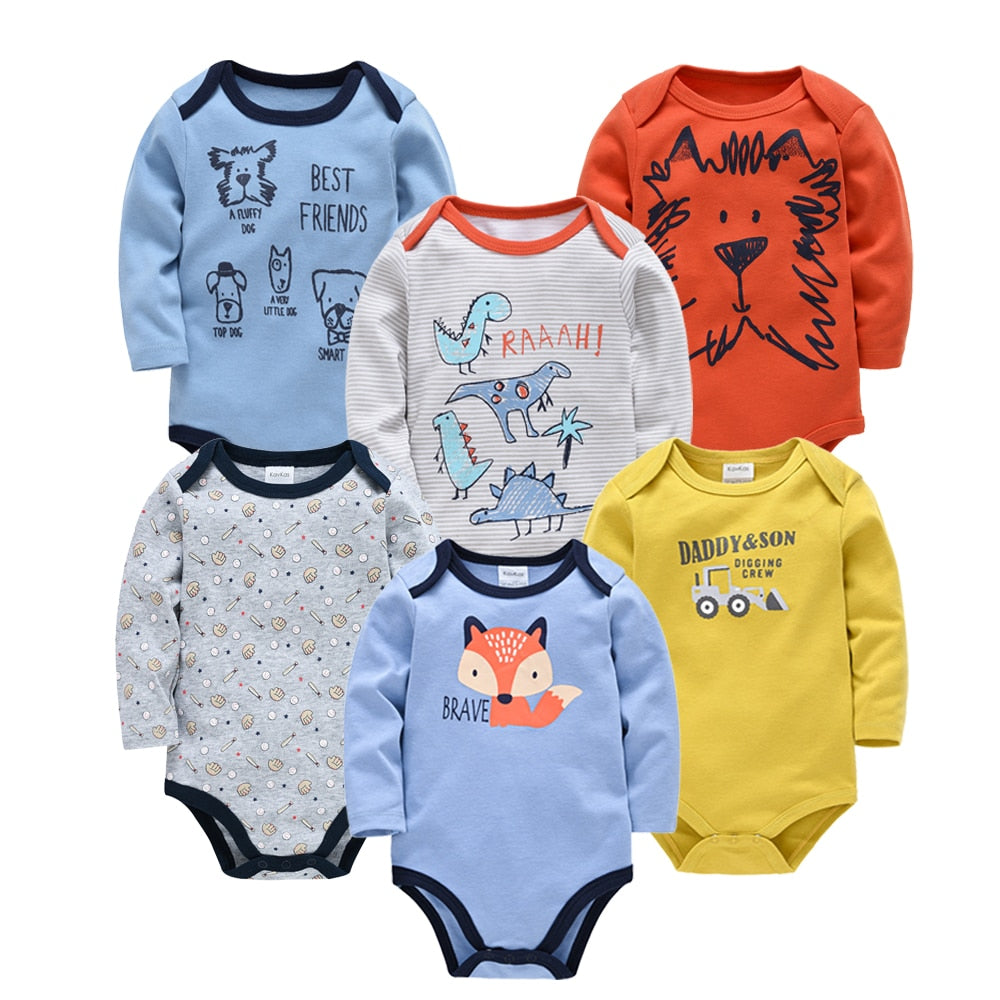 Baby Boys Girls Bodysuit 6 PCS 3 PCS Long Sleeve 100% Cotton 0-12 months Newborn Jumpsuit Clothing