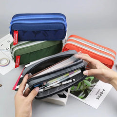 Double zipper camouflage canvas pencil case