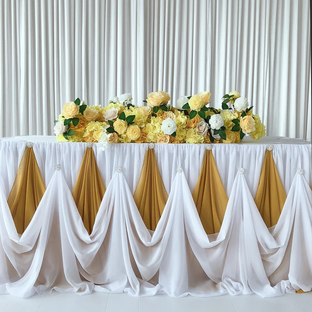 Chiffon Table Skirt with Diamond Brooch