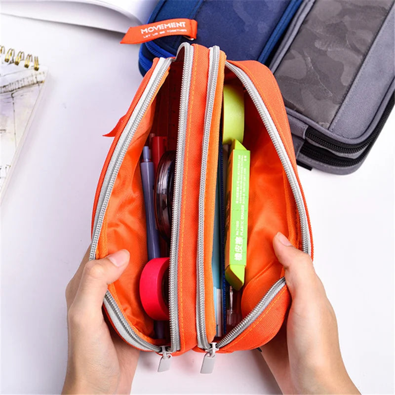 Double zipper camouflage canvas pencil case