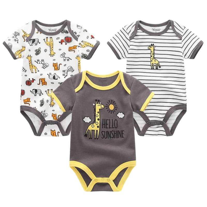 Baby Boy Jumpsuits 3 Pieces Newborn 100%Cotton Soft Infant Rompers 0-12M