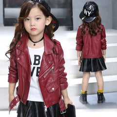 Autumn Winter Baby Girls Leather Jacket