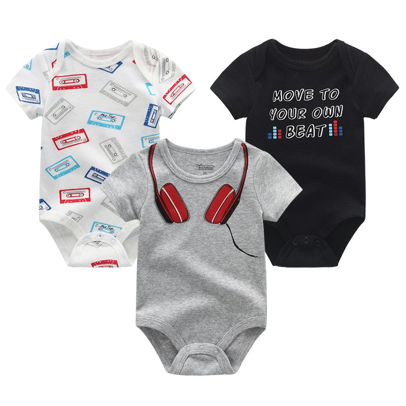 Baby Boy Jumpsuits 3 Pieces Newborn 100%Cotton Soft Infant Rompers 0-12M