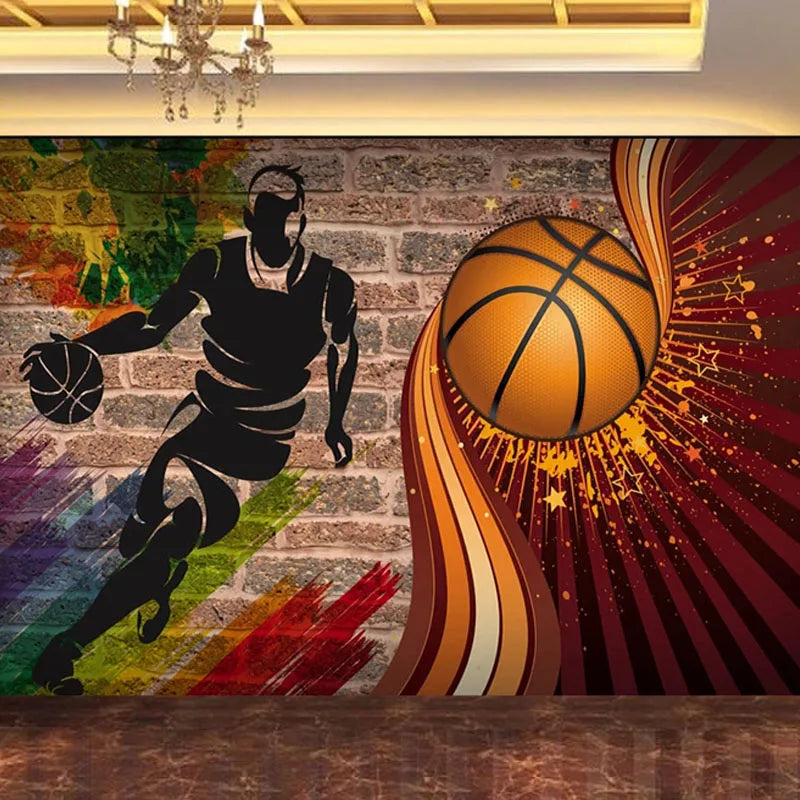 3D Basketball Brick Mural Wallpaper