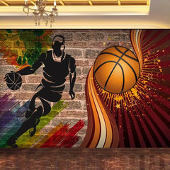 3D Basketball Brick Mural Wallpaper