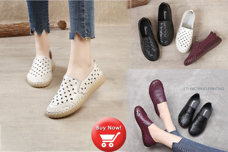 Thick Sole Flats Korean Shoes Cozy Leather Pregnant Woman Wide