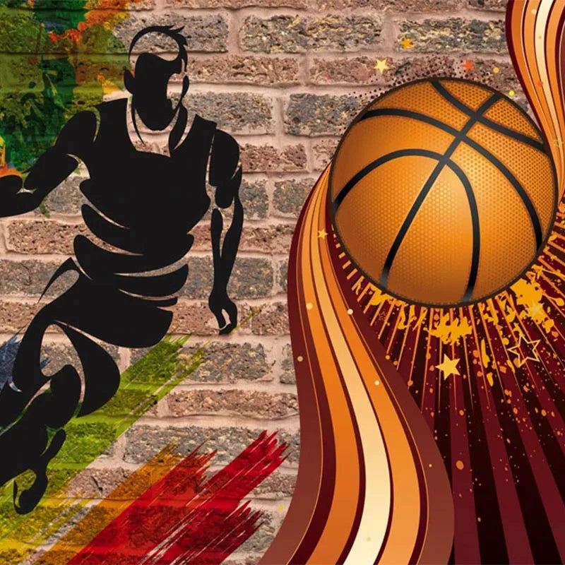 3D Basketball Brick Mural Wallpaper