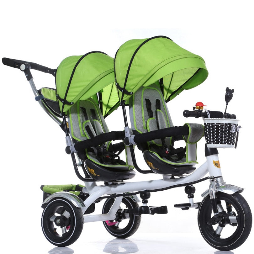 Child stroller Twins baby tricycle bike double seat 6 month to 6 year