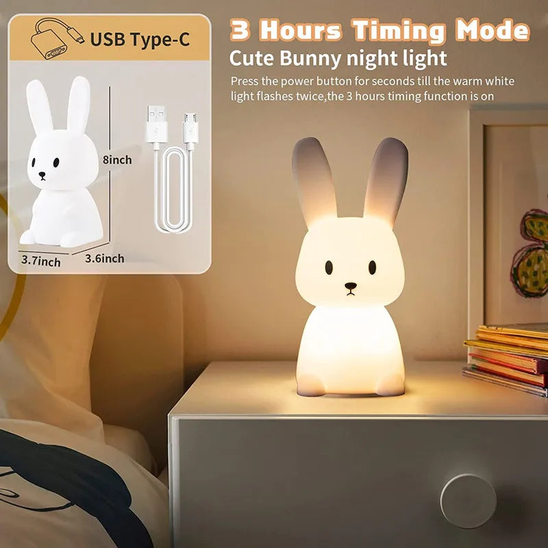 Cute Silicon Bunny Night Light