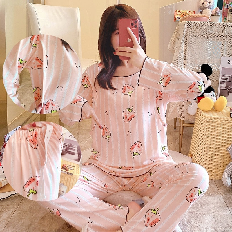 Breast Sleep Maternity Clothes Pajamas Nursing Clothing Breastfeeding Sleepwear