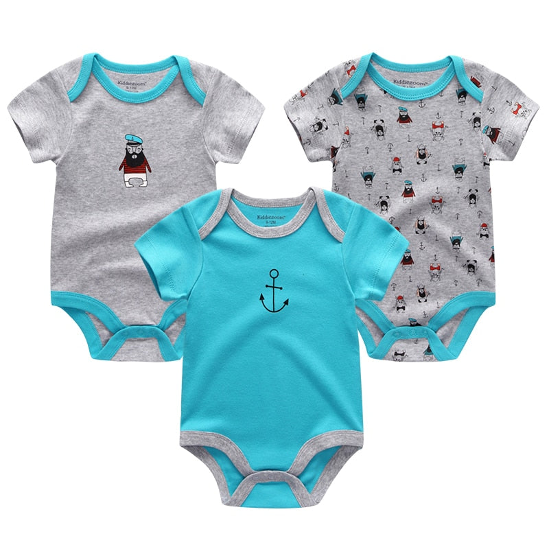 Baby Boy Jumpsuits 3 Pieces Newborn 100%Cotton Soft Infant Rompers 0-12M