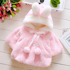 Baby Girl Cute Rabbit Ears Plush Coat Autumn Winter Infants Jacket