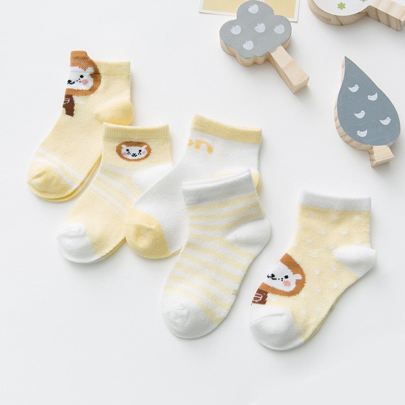 5Pairs 0-2Y Infant Baby Socks Cotton Mesh