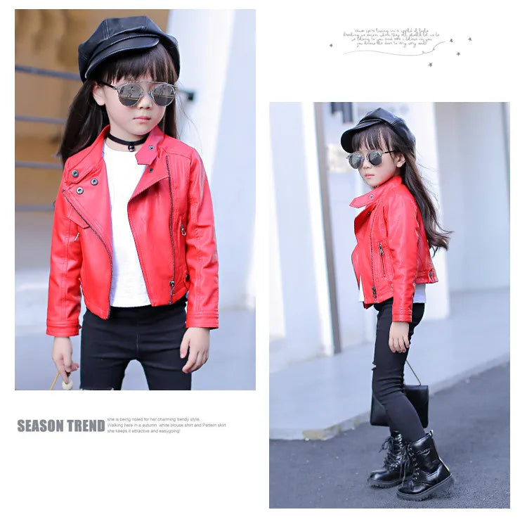 Autumn Winter Baby Girls Leather Jacket