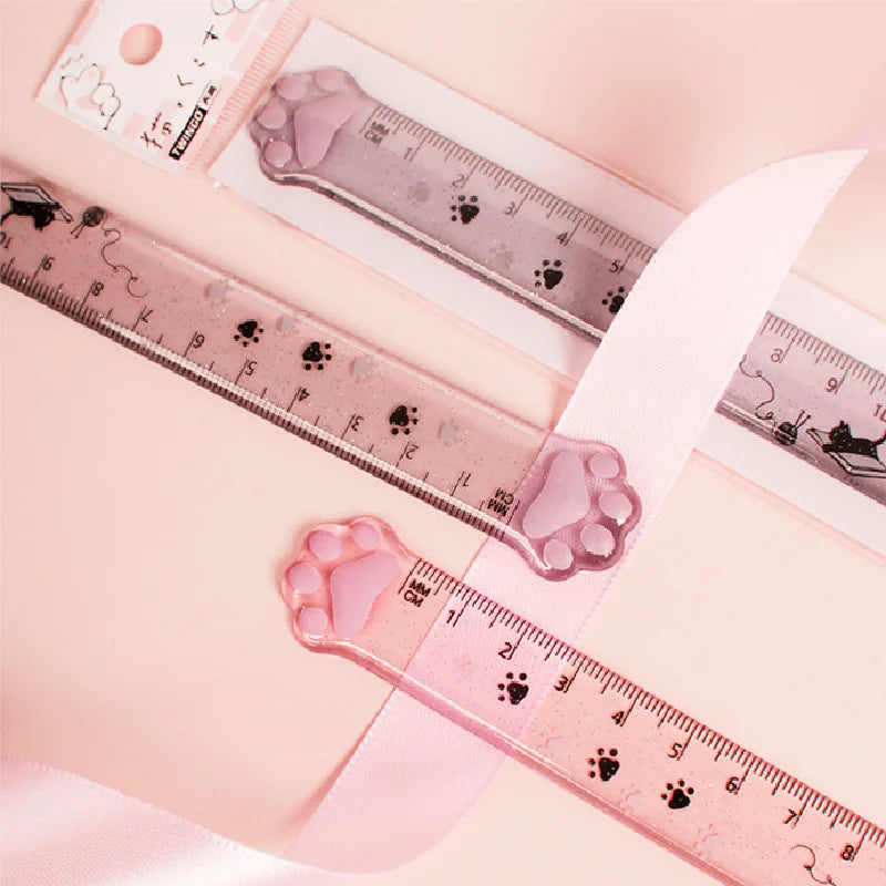 Cute Cat Paw Plastic Straight Rulers