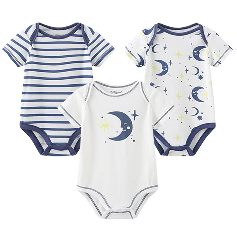 Baby Boy Jumpsuits 3 Pieces Newborn 100%Cotton Soft Infant Rompers 0-12M