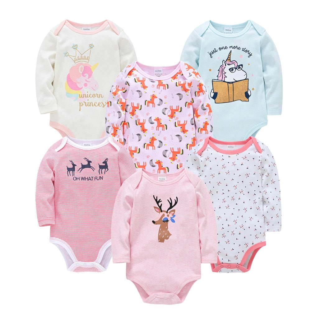 Baby Boys Girls Bodysuit 6 PCS 3 PCS Long Sleeve 100% Cotton 0-12 months Newborn Jumpsuit Clothing