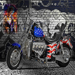 3D Stereo Motorcycle Brick Wall Graffiti