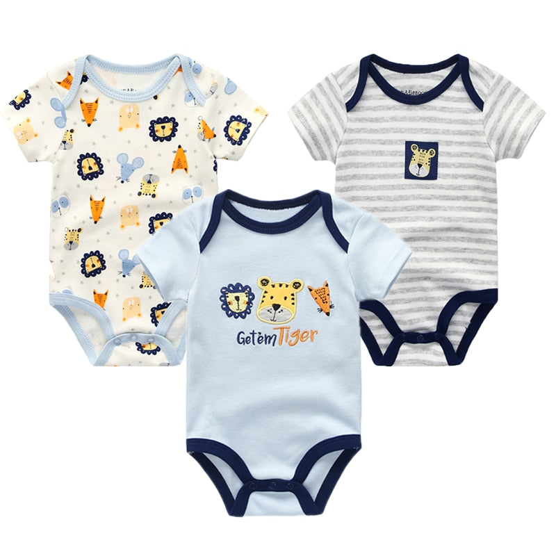 Baby Boy Jumpsuits 3 Pieces Newborn 100%Cotton Soft Infant Rompers 0-12M