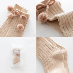 Bow Pompom Knee Socks