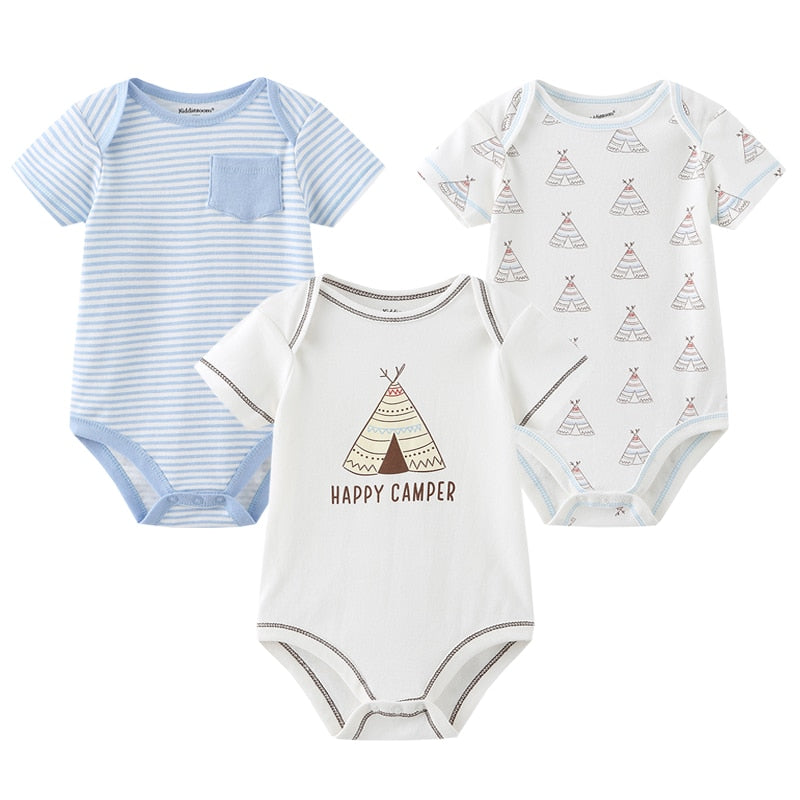 Baby Boy Jumpsuits 3 Pieces Newborn 100%Cotton Soft Infant Rompers 0-12M