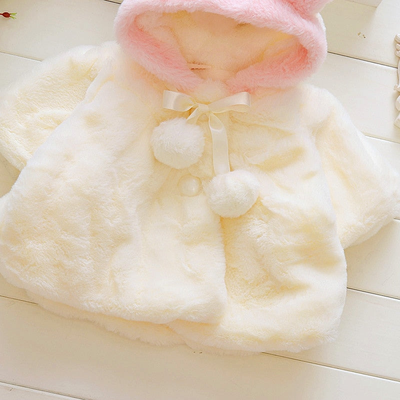 Baby Girl Cute Rabbit Ears Plush Coat Autumn Winter Infants Jacket