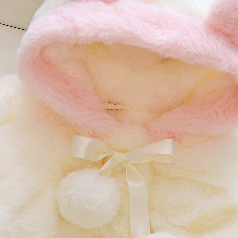 Baby Girl Cute Rabbit Ears Plush Coat Autumn Winter Infants Jacket