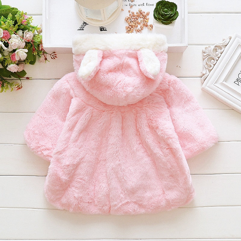 Baby Girl Cute Rabbit Ears Plush Coat Autumn Winter Infants Jacket