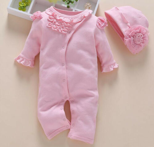Newborn Baby Girl Cotton Jumpsuit 0-3 Months Infant With Socks Headband