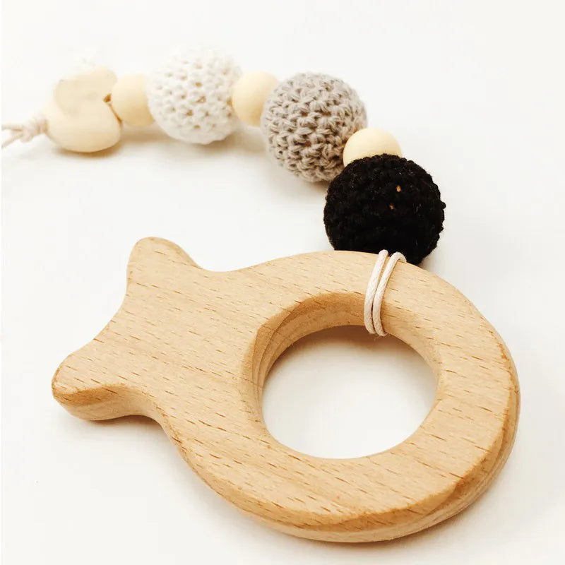 Wood Beads Rattle Organic Teething Toys