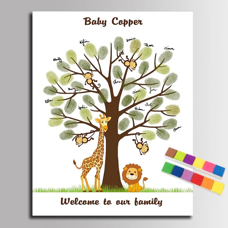 Baby Shower Fingerprint Canvas Painting