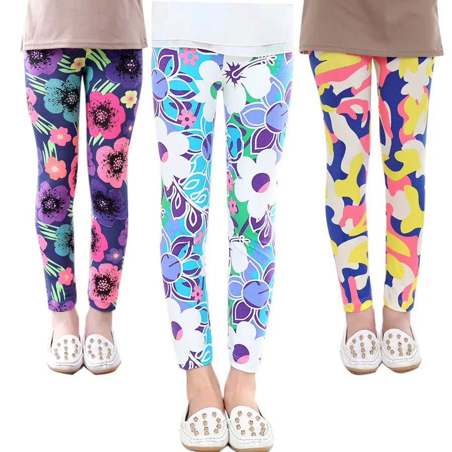 Girls Printing Flower Toddler Leggings