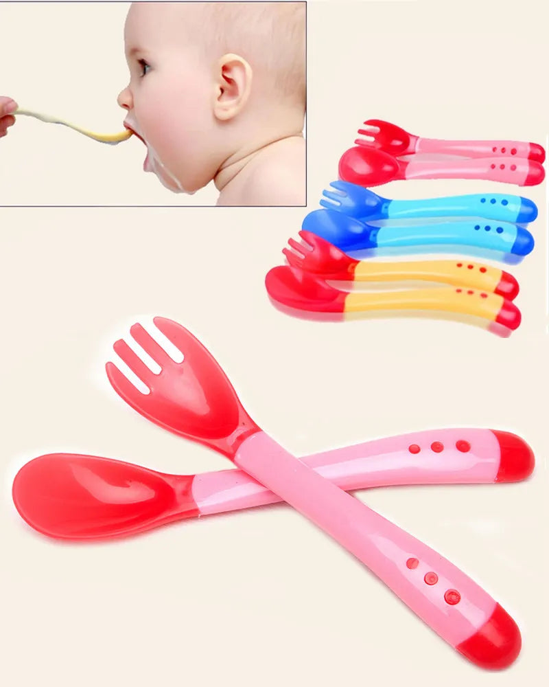 2pcs/set Silicone Soft Spoon Fork Set