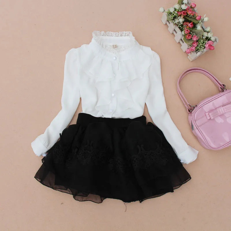 Spring Fall Chiffon Lace Baby Blouse