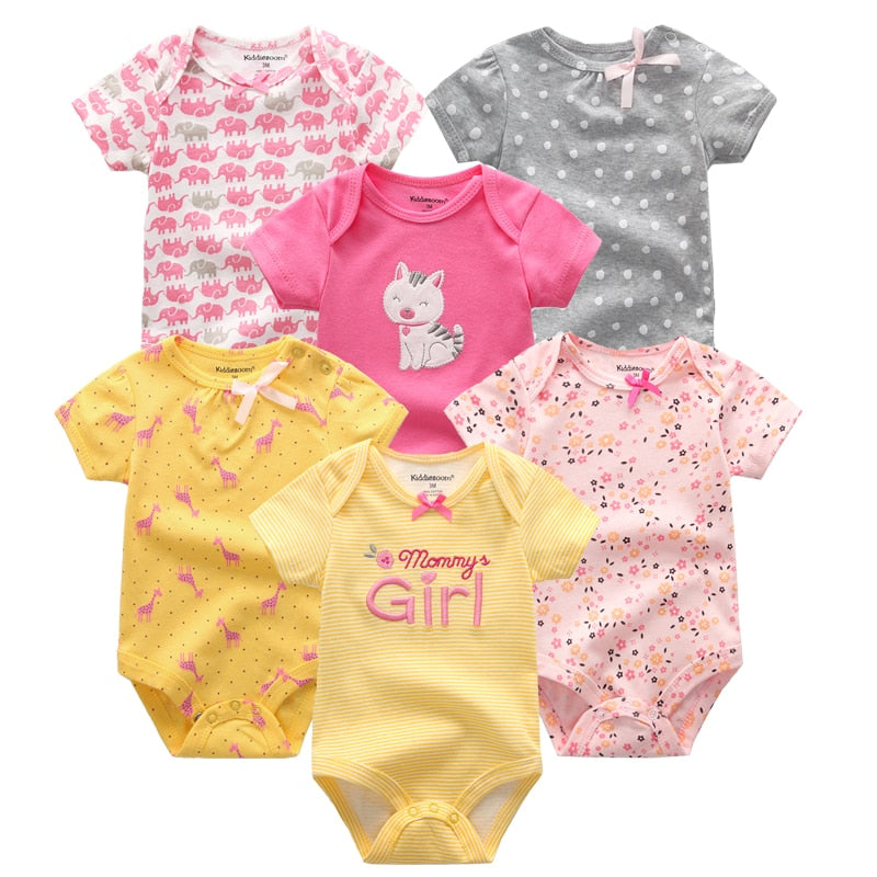 6PCS/Set Unisex Newborn Baby Cotton Cartoon Girls Jumpsuits