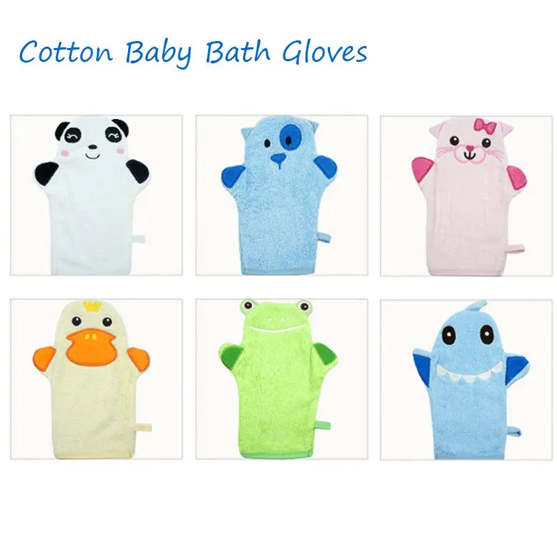 Baby Cartoon Bath Glove Brush Towel