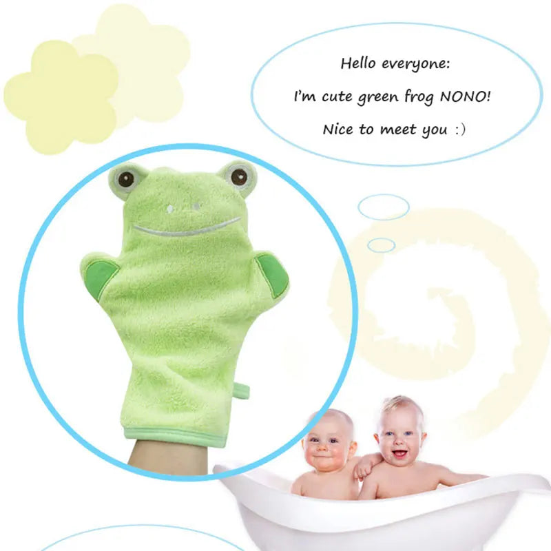 Baby Cartoon Bath Glove Brush Towel