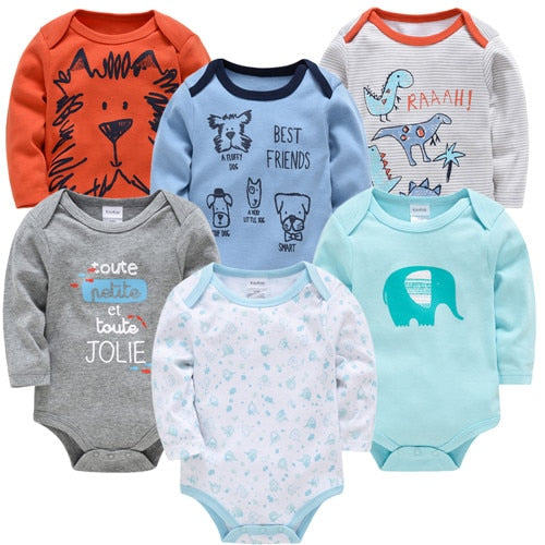 Baby Boys Girls Bodysuit 6 PCS 3 PCS Long Sleeve 100% Cotton 0-12 months Newborn Jumpsuit Clothing