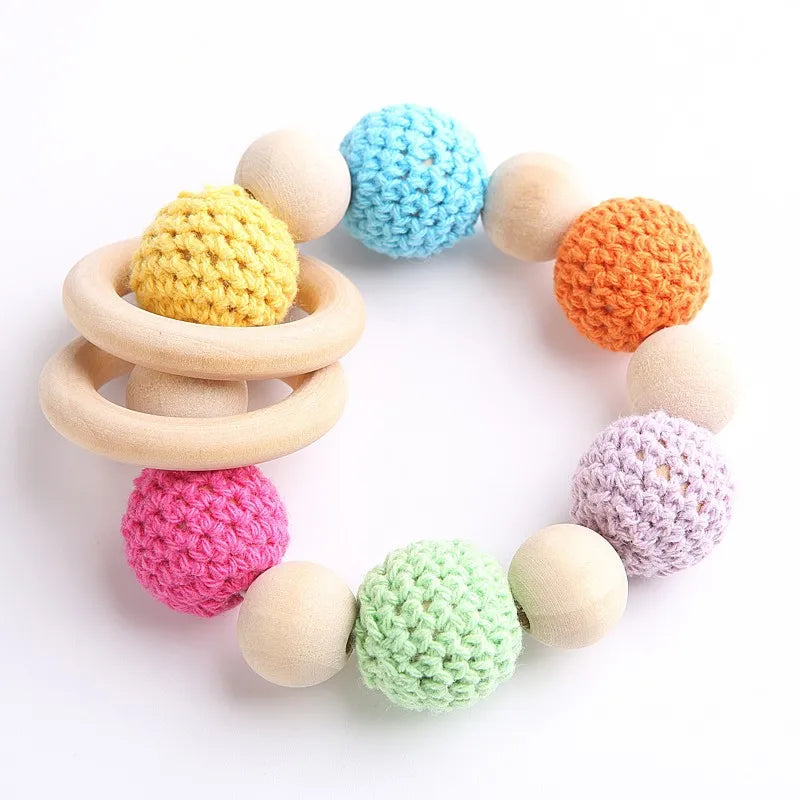 Wood Beads Rattle Organic Teething Toys