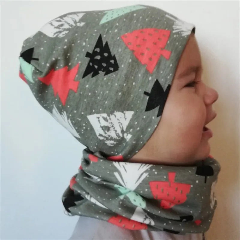 Cotton hat for girls toddlers cap & scarf set