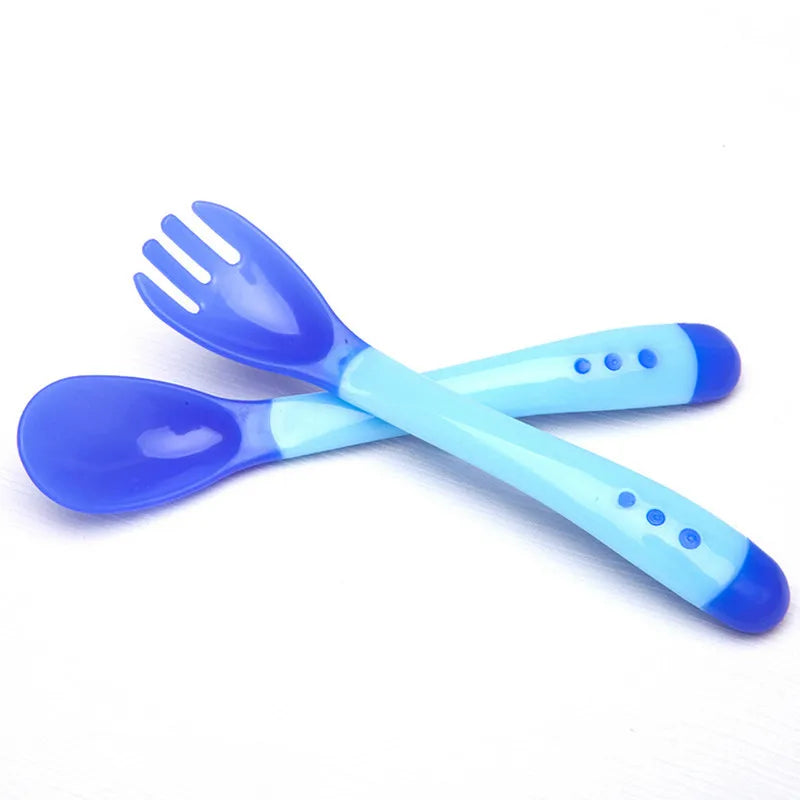 2pcs/set Silicone Soft Spoon Fork Set