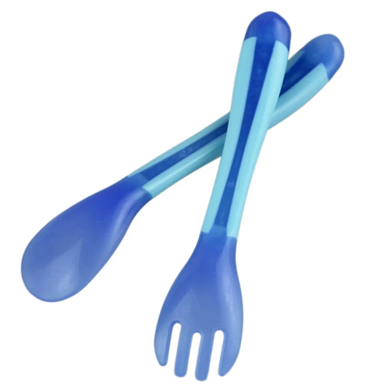 2pcs/set Silicone Soft Spoon Fork Set