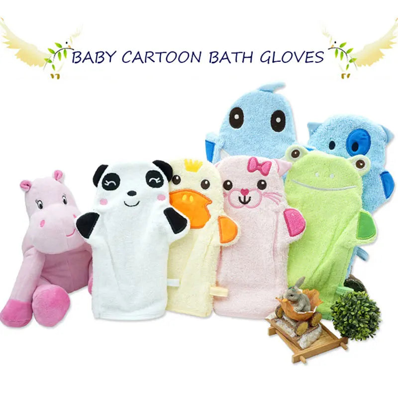 Baby Cartoon Bath Glove Brush Towel