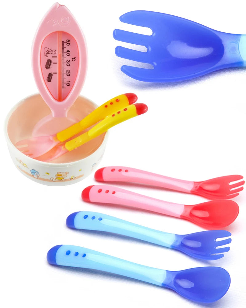 2pcs/set Silicone Soft Spoon Fork Set