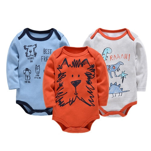 Baby Boys Girls Bodysuit 6 PCS 3 PCS Long Sleeve 100% Cotton 0-12 months Newborn Jumpsuit Clothing